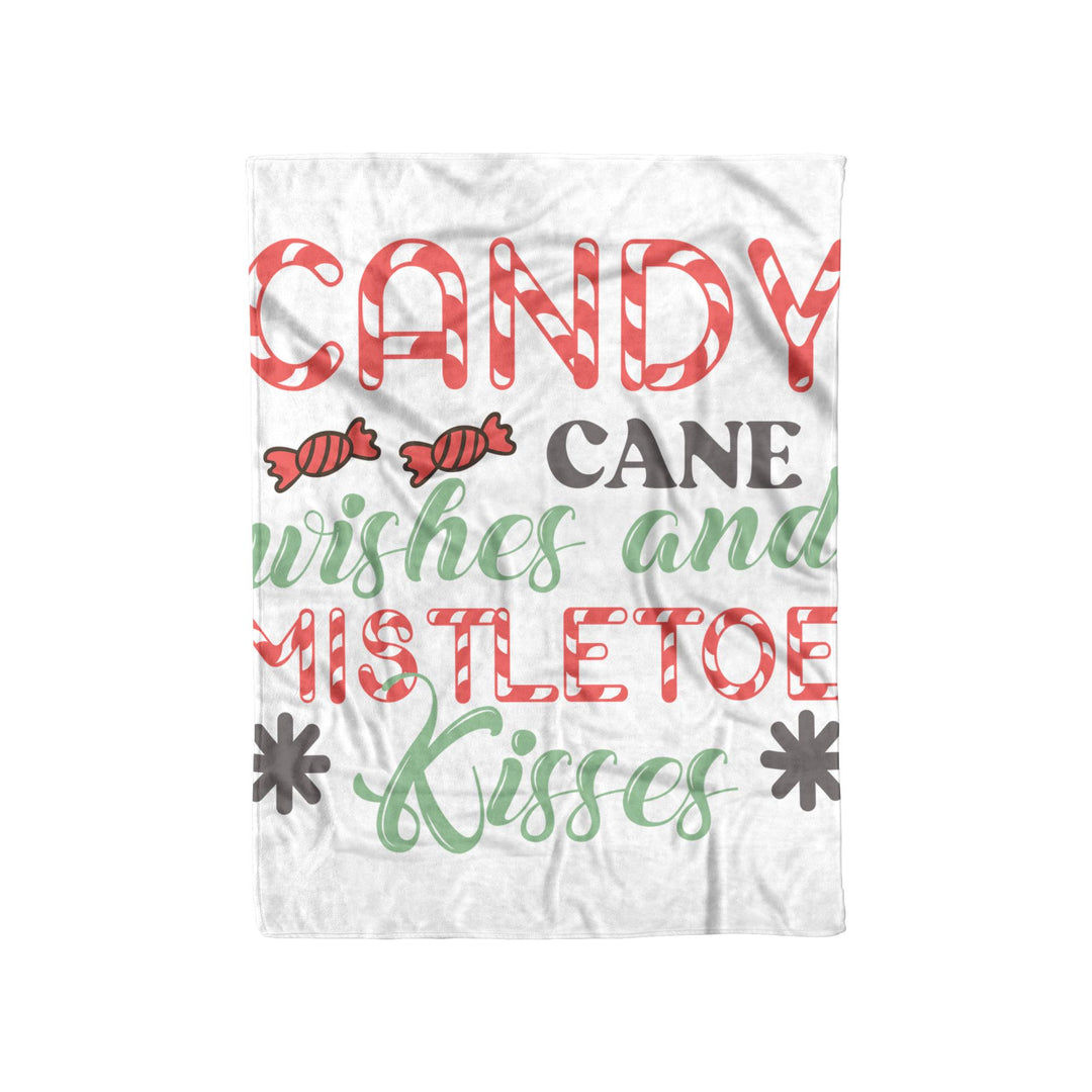 Candy Cane Wishes and Mistletoe Kisses Fleece/Sherpa Christmas Blanket