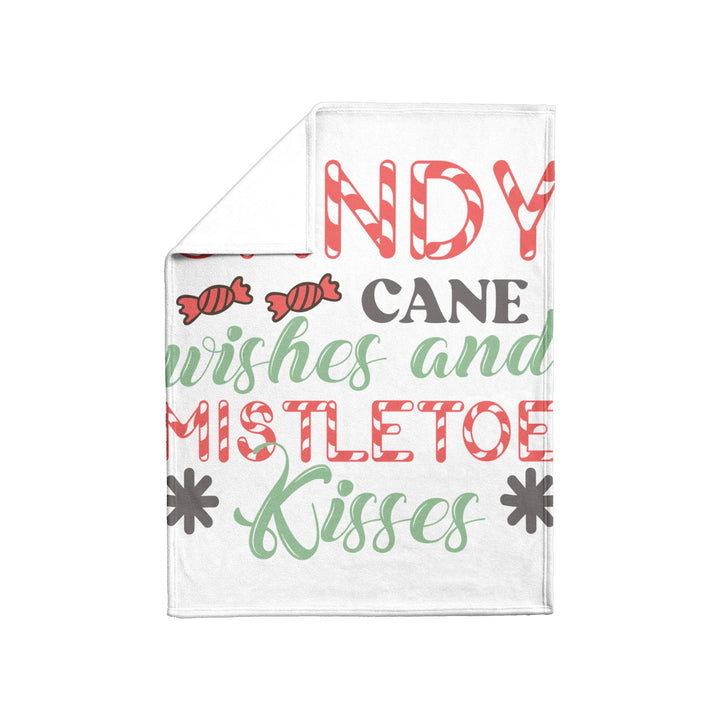 Candy Cane Wishes and Mistletoe Kisses Fleece/Sherpa Christmas Blanket