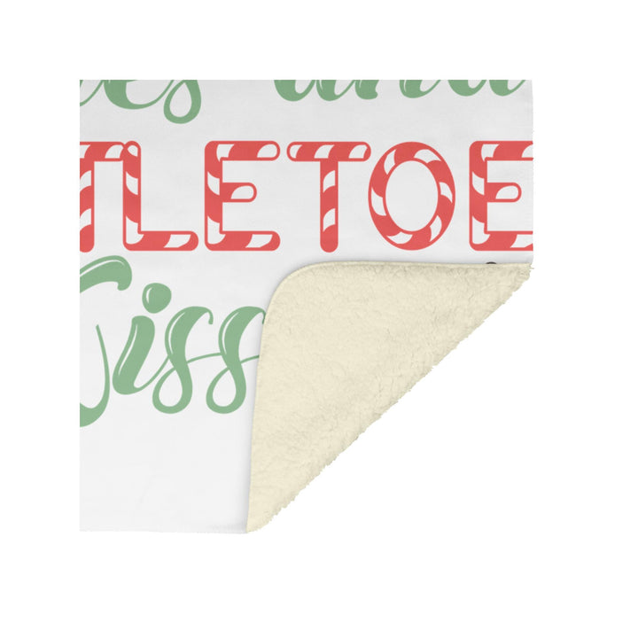 Candy Cane Wishes and Mistletoe Kisses Fleece/Sherpa Christmas Blanket