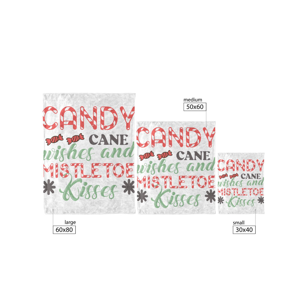 Candy Cane Wishes and Mistletoe Kisses Fleece/Sherpa Christmas Blanket
