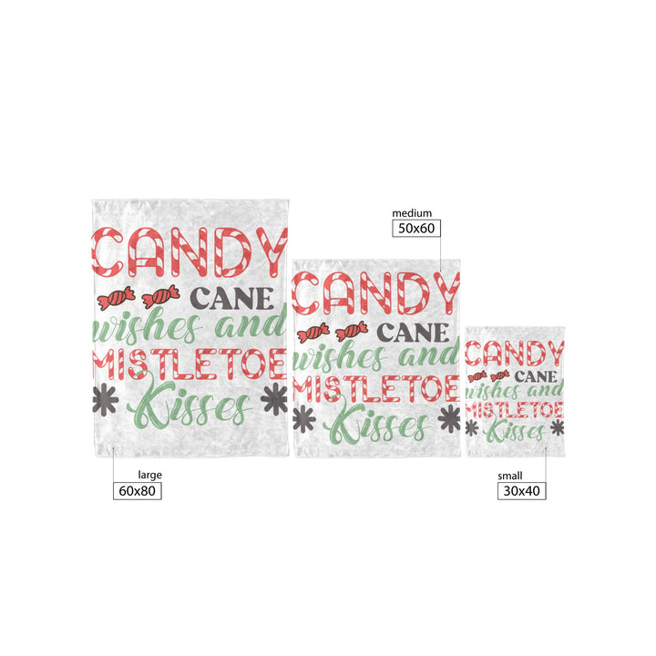 Candy Cane Wishes and Mistletoe Kisses Fleece/Sherpa Christmas Blanket
