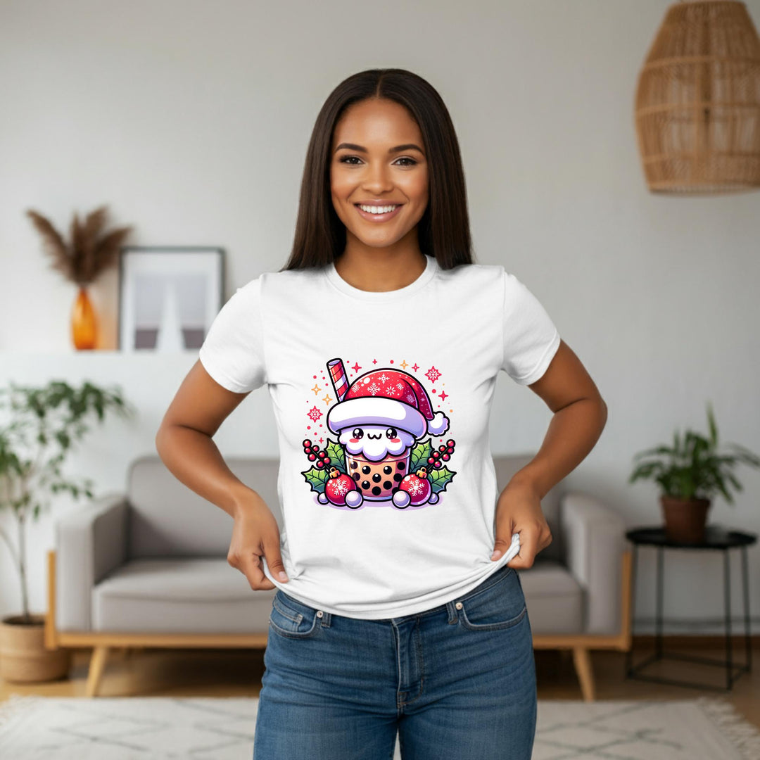 Christmas Santa Boba Unisex T-Shirt | Festive Holiday Drink Tee | Cute Santa Boba Unisex Shirt | Merry Boba Apparel | Perfect Xmas Gift