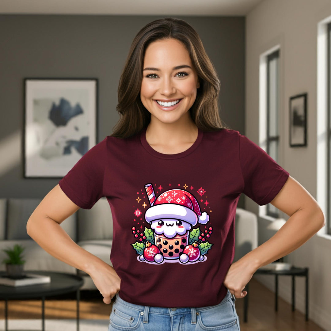 Christmas Santa Boba Unisex T-Shirt | Festive Holiday Drink Tee | Cute Santa Boba Unisex Shirt | Merry Boba Apparel | Perfect Xmas Gift