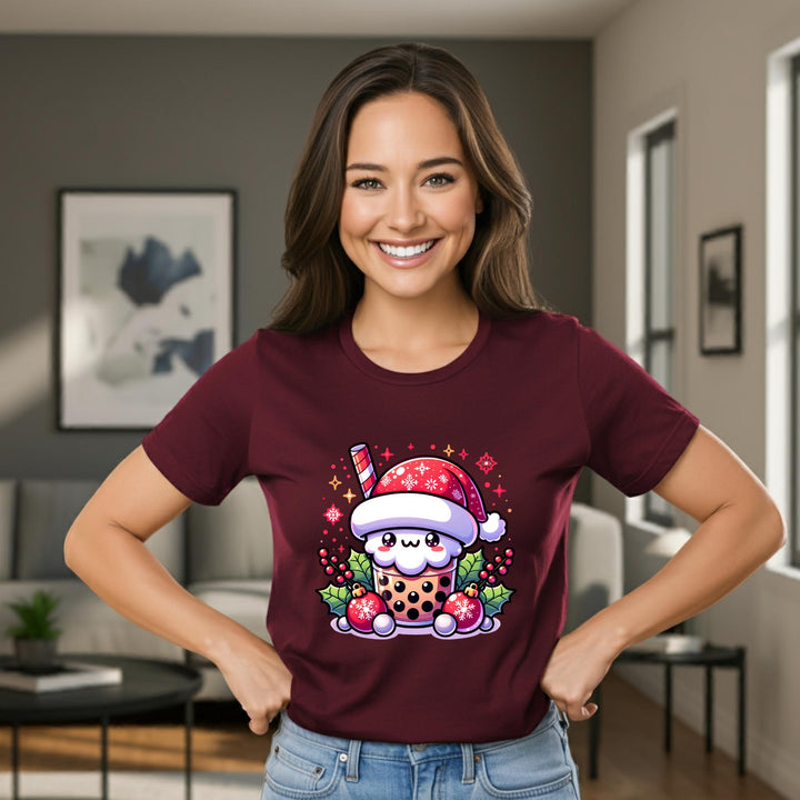 Christmas Santa Boba Unisex T-Shirt | Festive Holiday Drink Tee | Cute Santa Boba Unisex Shirt | Merry Boba Apparel | Perfect Xmas Gift