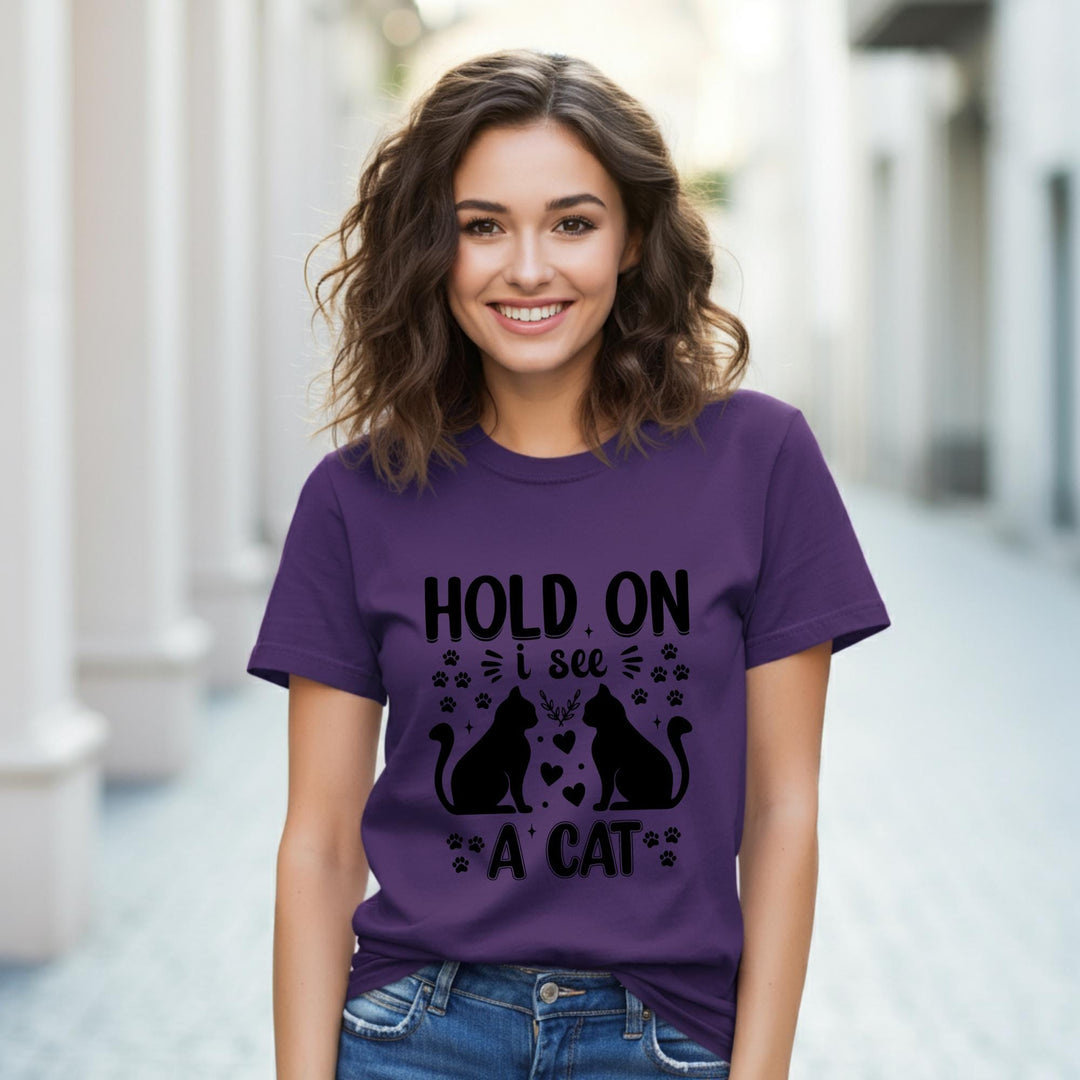 Hold On I See A Cat Unisex Shirt - Funny Cat Lover Tee | Pawsitive Vibes | Cute Pet T-Shirt for Cat Lovers | Unique Gift Idea