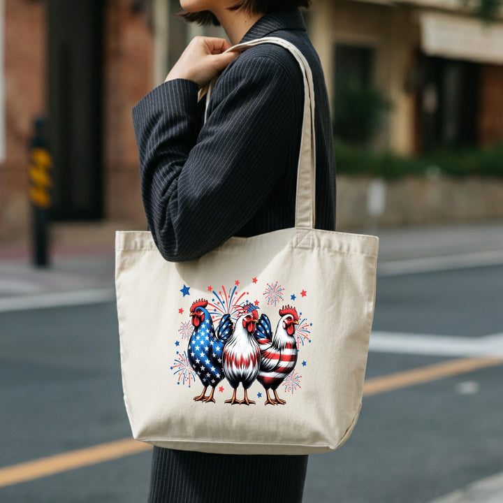 Show Your Patriotism with Our USA Chicken Cotton Tote Bag | Perfect for Groceries, Beach Trips & Everyday Use | Durable and Stylish Tote Bag