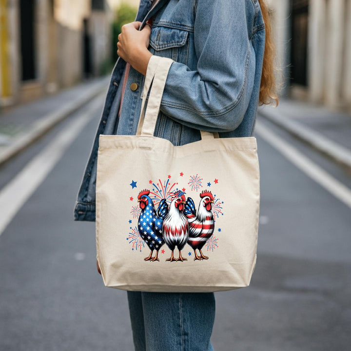 Show Your Patriotism with Our USA Chicken Cotton Tote Bag | Perfect for Groceries, Beach Trips & Everyday Use | Durable and Stylish Tote Bag