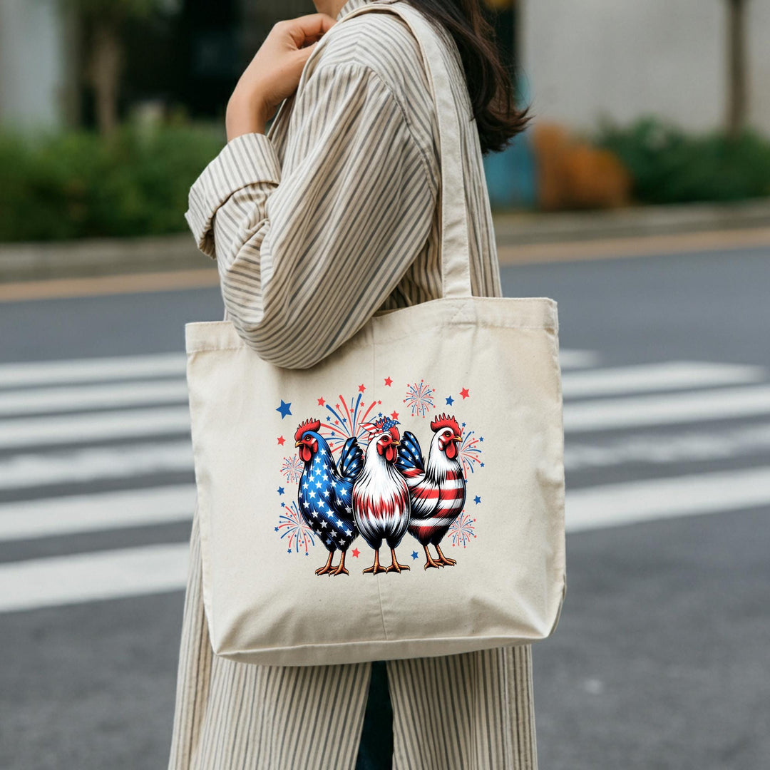 Show Your Patriotism with Our USA Chicken Cotton Tote Bag | Perfect for Groceries, Beach Trips & Everyday Use | Durable and Stylish Tote Bag