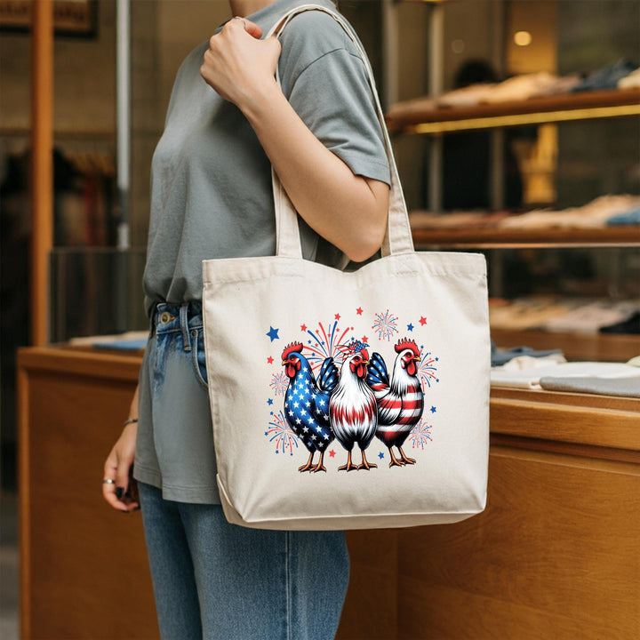 Show Your Patriotism with Our USA Chicken Cotton Tote Bag | Perfect for Groceries, Beach Trips & Everyday Use | Durable and Stylish Tote Bag