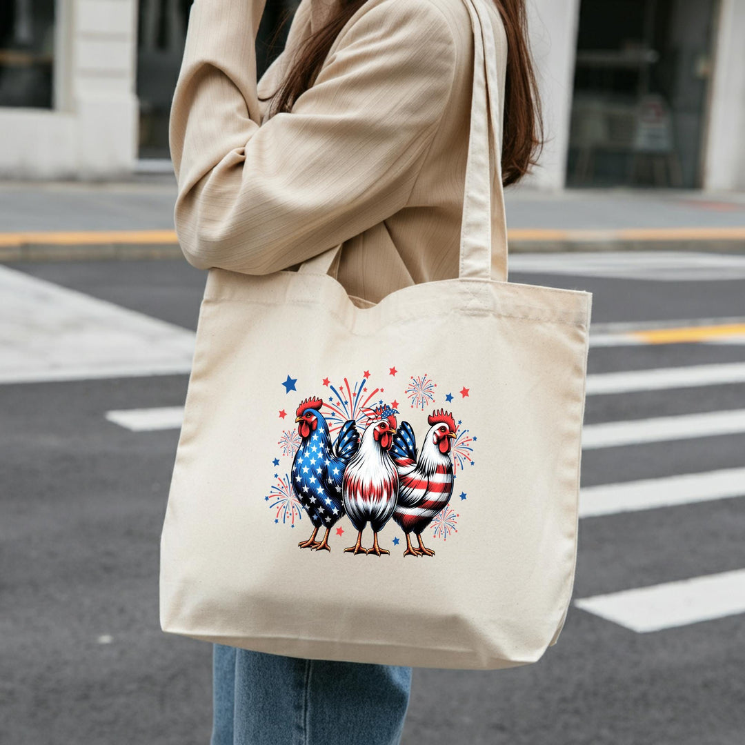 Show Your Patriotism with Our USA Chicken Cotton Tote Bag | Perfect for Groceries, Beach Trips & Everyday Use | Durable and Stylish Tote Bag
