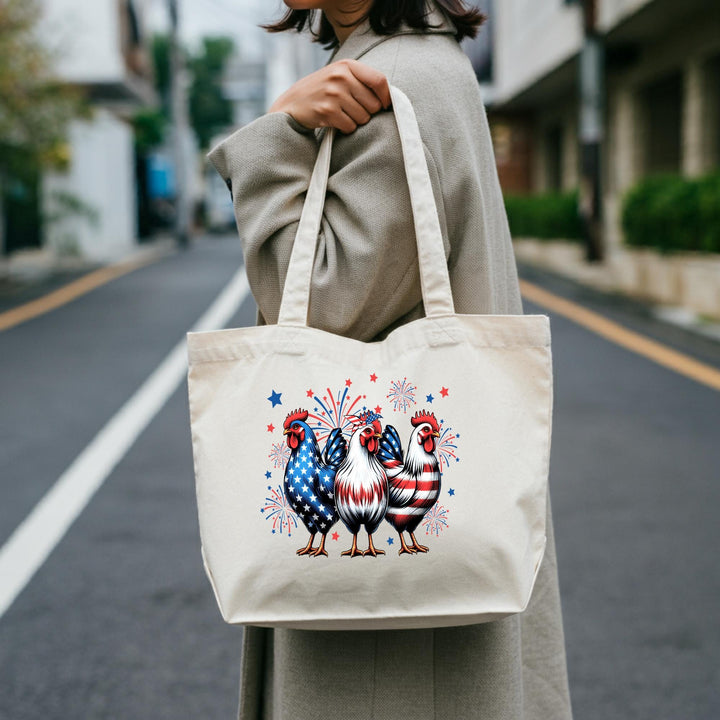 Show Your Patriotism with Our USA Chicken Cotton Tote Bag | Perfect for Groceries, Beach Trips & Everyday Use | Durable and Stylish Tote Bag