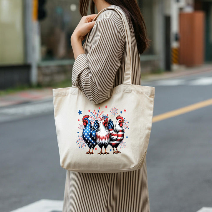 Show Your Patriotism with Our USA Chicken Cotton Tote Bag | Perfect for Groceries, Beach Trips & Everyday Use | Durable and Stylish Tote Bag