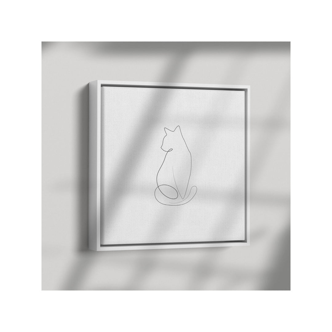 Elegant Cat Line Art – Framed Canvas for Cat Lovers
