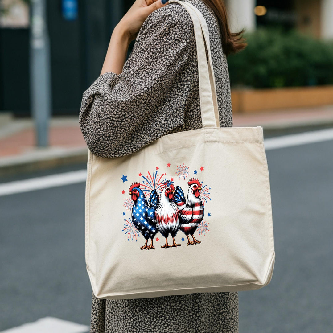 Show Your Patriotism with Our USA Chicken Cotton Tote Bag | Perfect for Groceries, Beach Trips & Everyday Use | Durable and Stylish Tote Bag