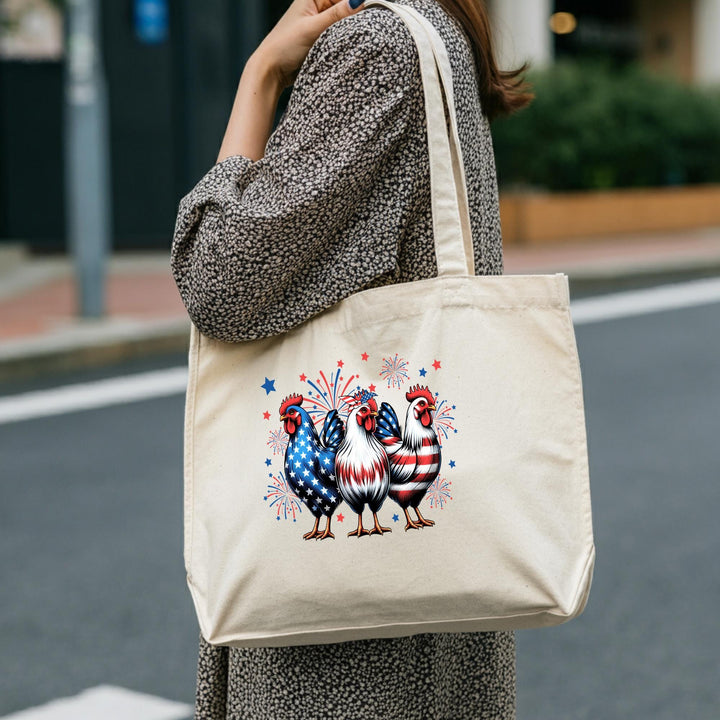 Show Your Patriotism with Our USA Chicken Cotton Tote Bag | Perfect for Groceries, Beach Trips & Everyday Use | Durable and Stylish Tote Bag