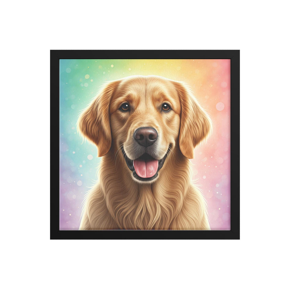 Colorful Golden Retriever Framed Canvas Art | Perfect Birthday & Christmas Gifts for Dog Lovers | Vibrant Home Decor Piece