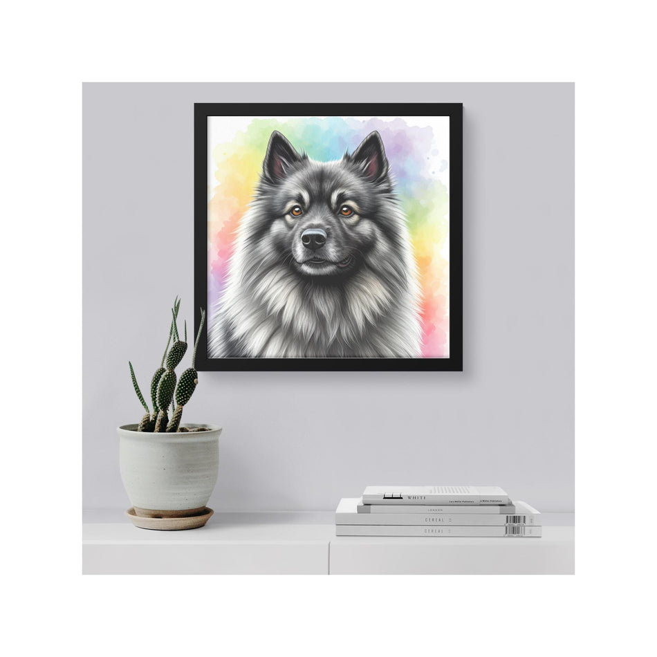 Colorful Keeshond Framed Canvas Art | Perfect Birthday & Christmas Gifts for Dog Lovers | Vibrant Home Decor Piece