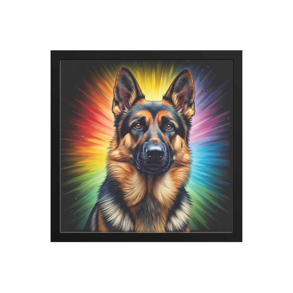 Colorful Rainbow German Shepherd Framed Canvas Art | Perfect Birthday & Christmas Gifts for Dog Lovers | Vibrant Home Decor Piece