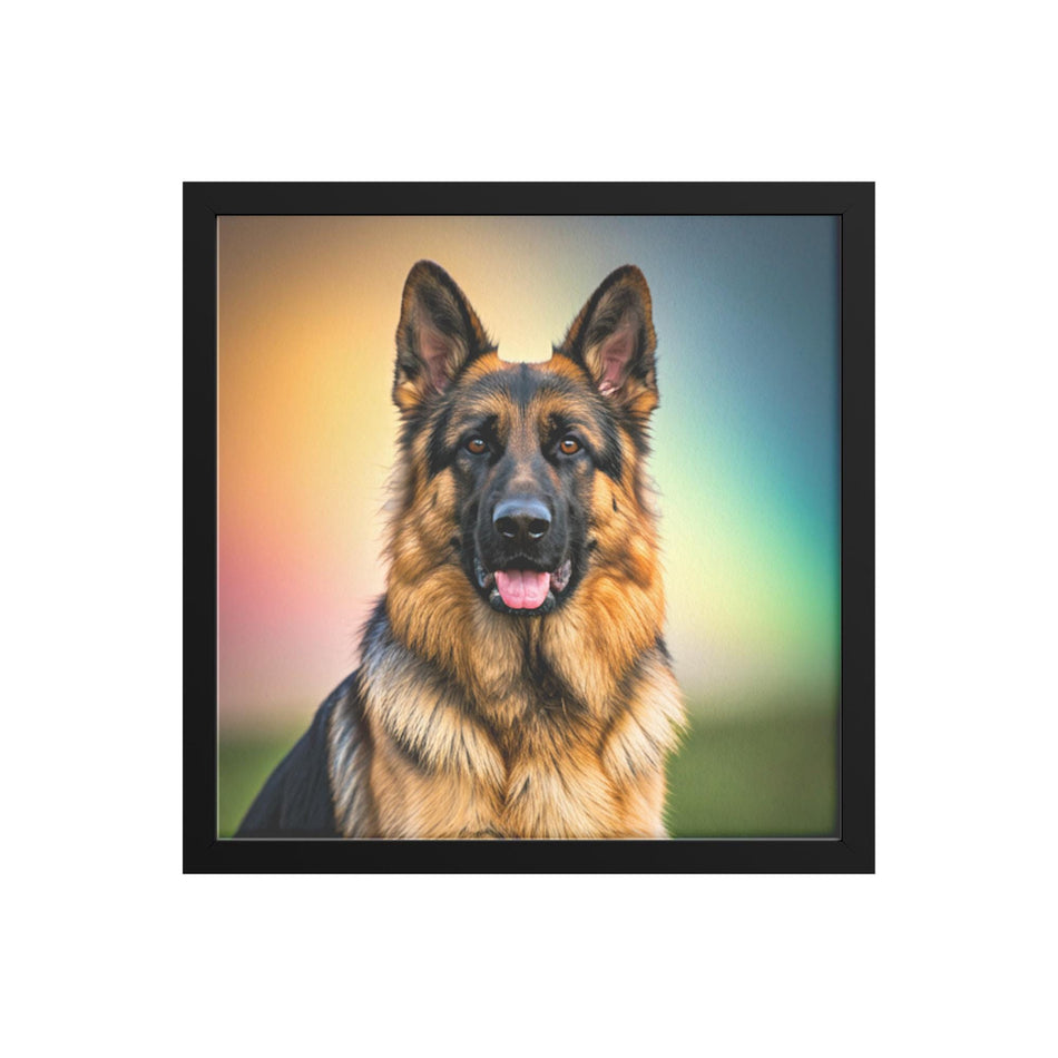 Colorful Realistic German Shepherd Framed Canvas Art | Perfect Birthday & Christmas Gifts for Dog Lovers | Vibrant Home Decor Piece