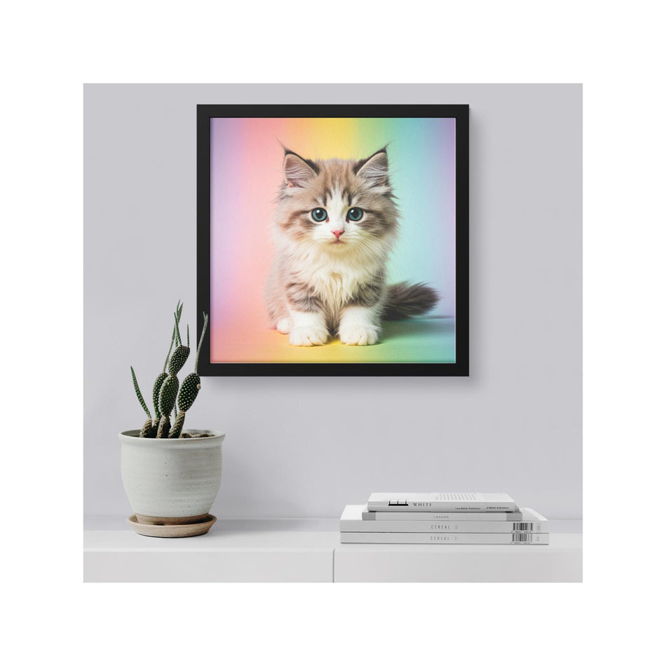 Colorful Ragdoll Kitten Framed Canvas Art | Perfect Birthday & Christmas Gifts for Cat Lovers | Vibrant Home Decor Piece
