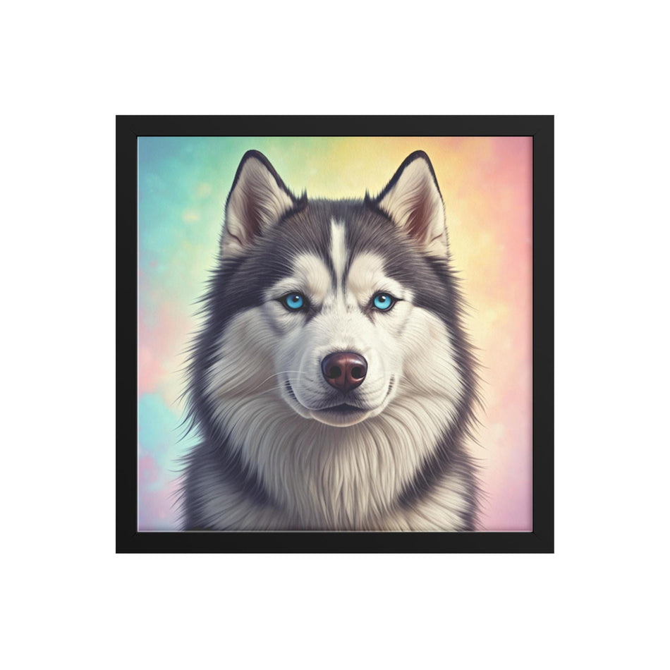 Colorful Husky Framed Canvas Art | Perfect Birthday & Christmas Gifts for Dog Lovers | Vibrant Home Decor Piece