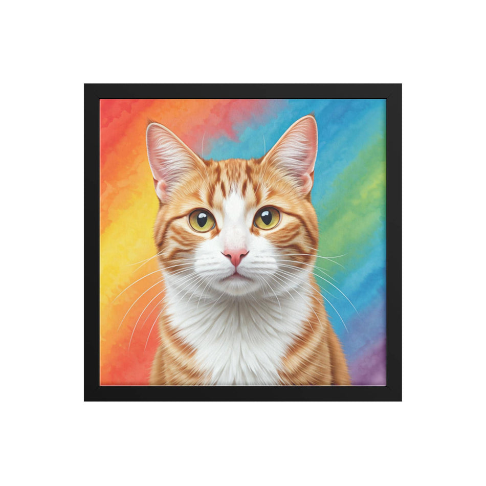 Colorful Orange Tabby Cat Framed Canvas Art | Perfect Birthday & Christmas Gifts for Cat Lovers | Vibrant Home Decor Piece