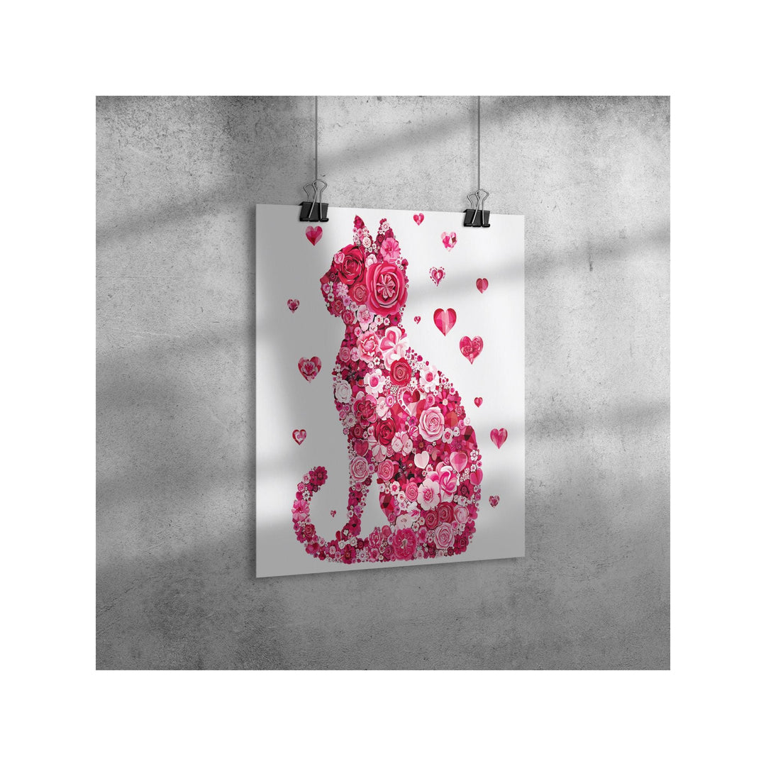 Valentine's Flower Cat Gloss/Matte Poster, Great gift Ideas, Valentine's Day