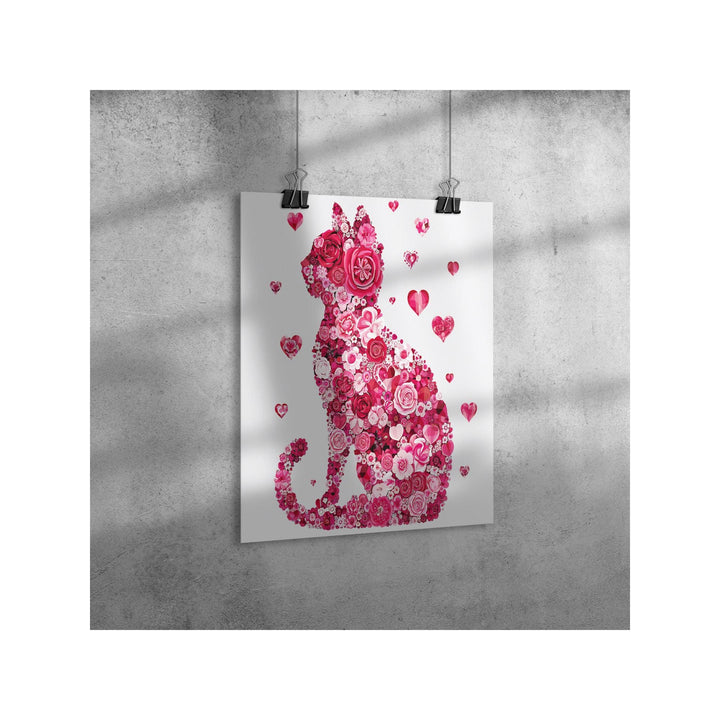 Valentine's Flower Cat Gloss/Matte Poster, Great gift Ideas, Valentine's Day