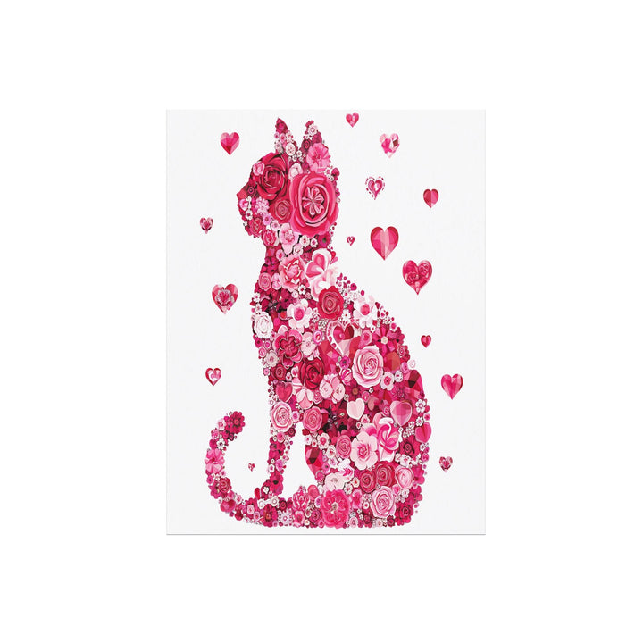 Valentine's Flower Cat Gloss/Matte Poster, Great gift Ideas, Valentine's Day