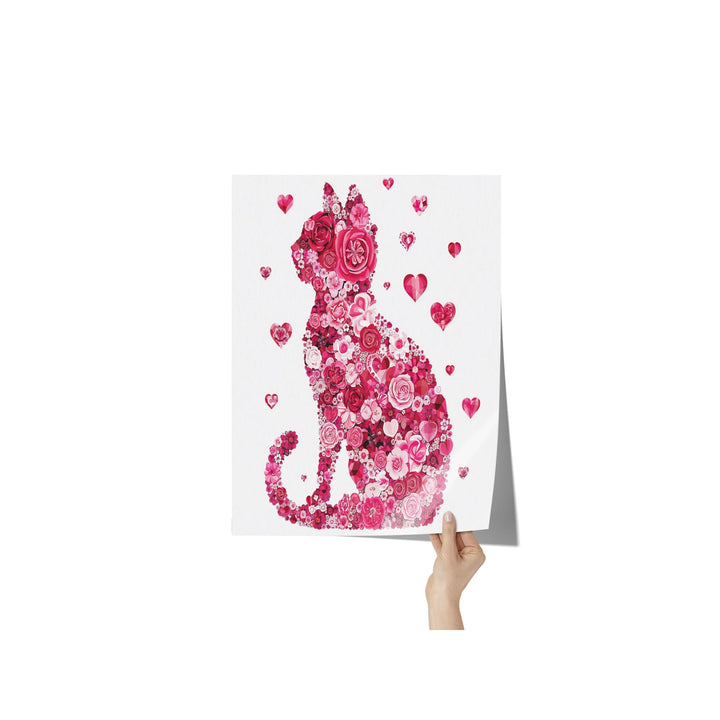 Valentine's Flower Cat Gloss/Matte Poster, Great gift Ideas, Valentine's Day