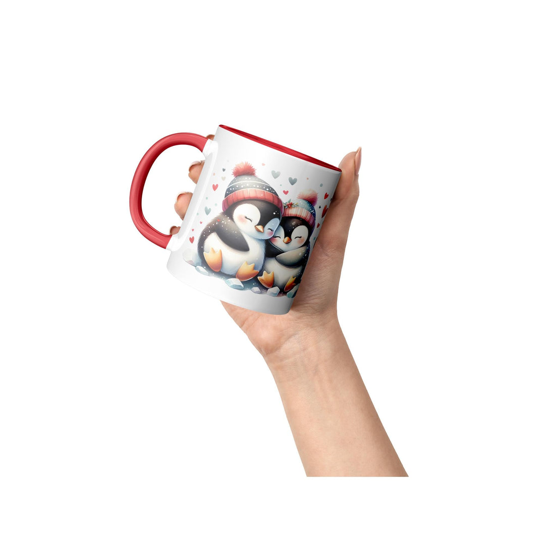 Valentine's Day Penguin 11oz Red Accent Mug, Valentine's, Gift Ideas