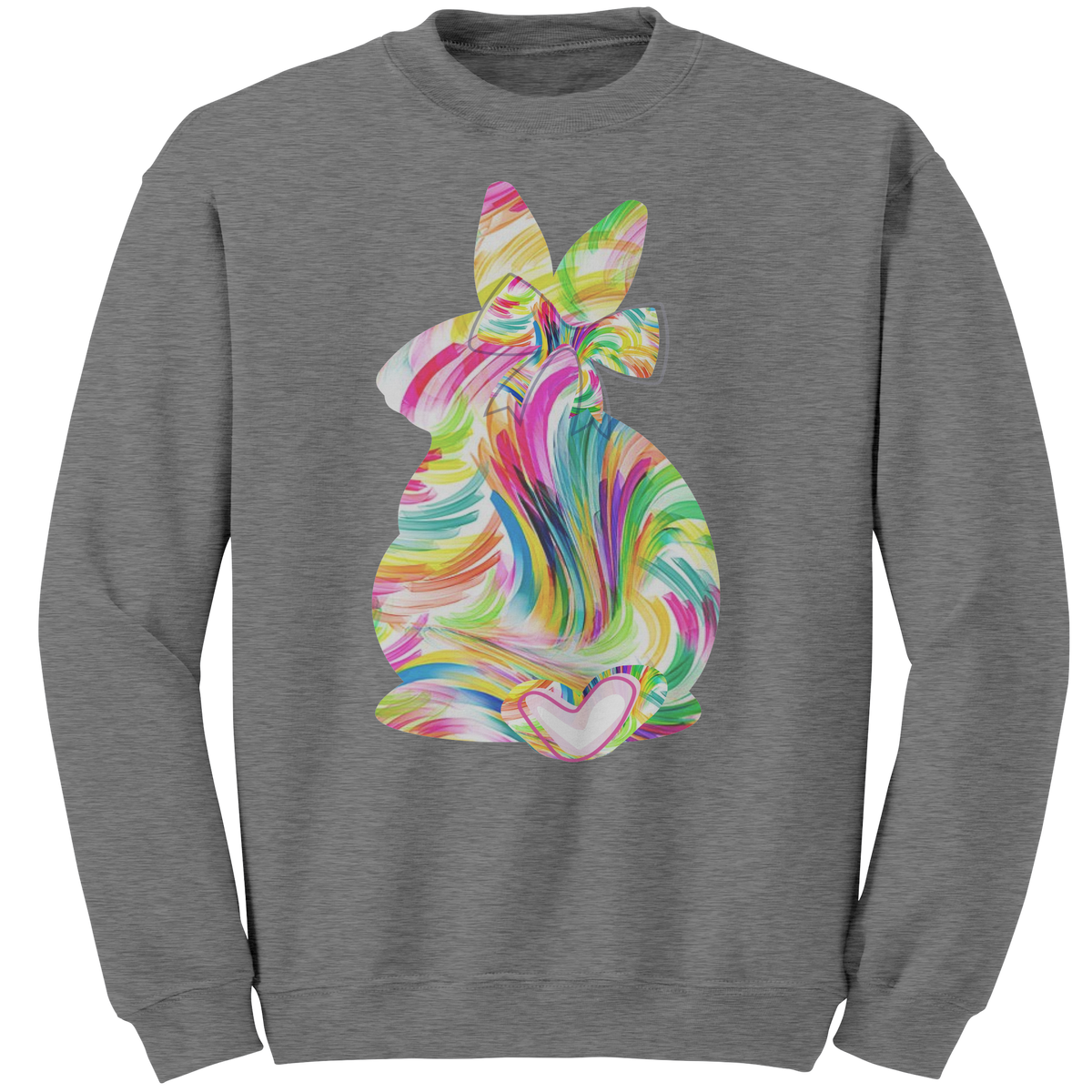 Colorful_Easter_Bunny_Gildan_Crewneck_Sw_Graphite_Heather_Mockup.png