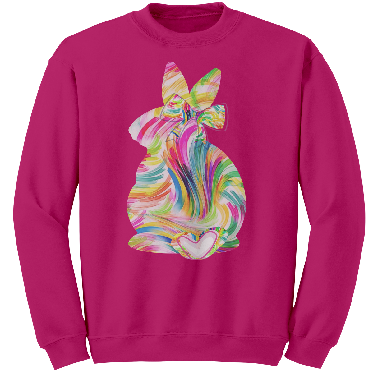 Colorful_Easter_Bunny_Gildan_Crewneck_Sw_Heliconia_Mockup.png