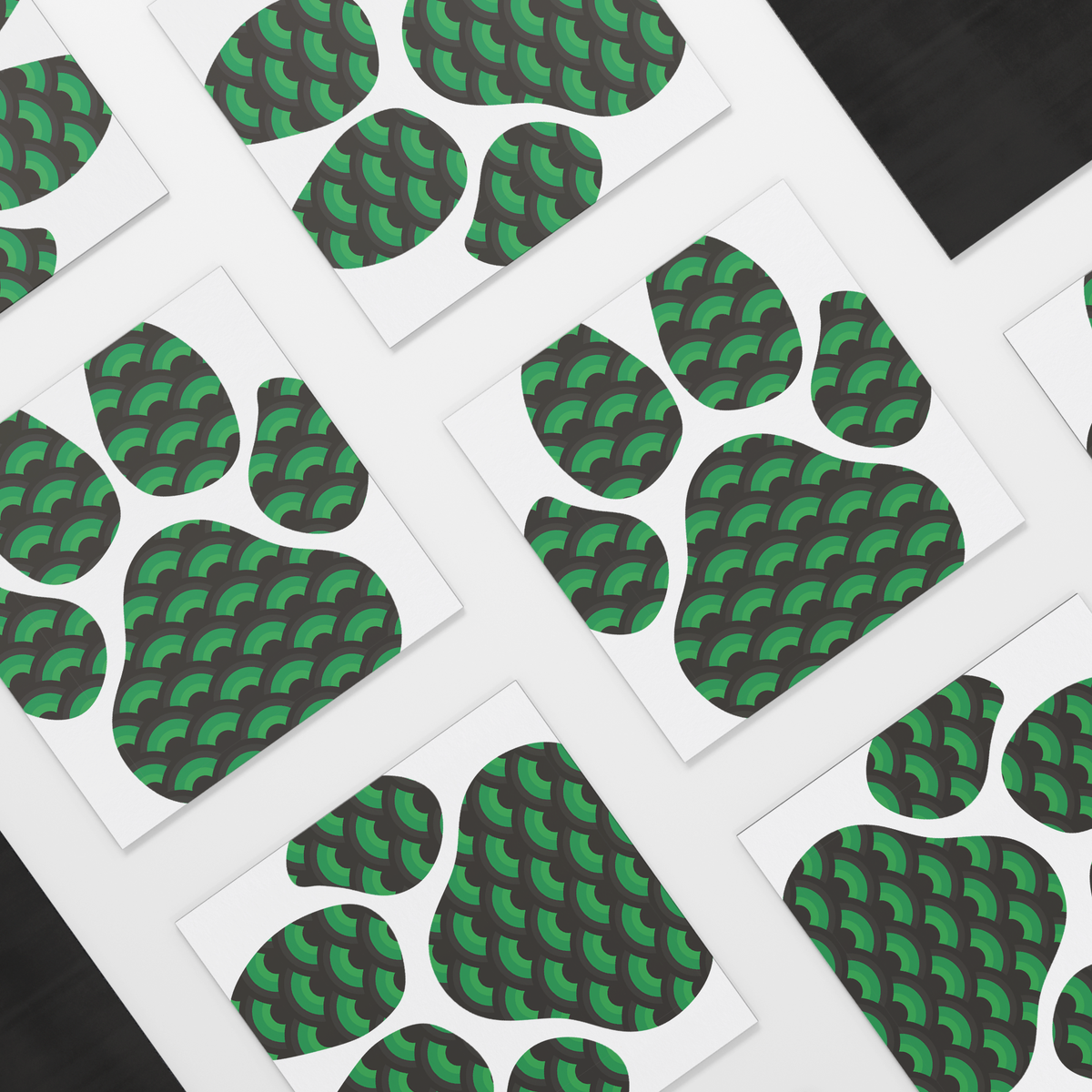Dog_Paw_Print_Shamrock_Car_Magnet_SquareCarMagnet_Scattered_Mockup.png
