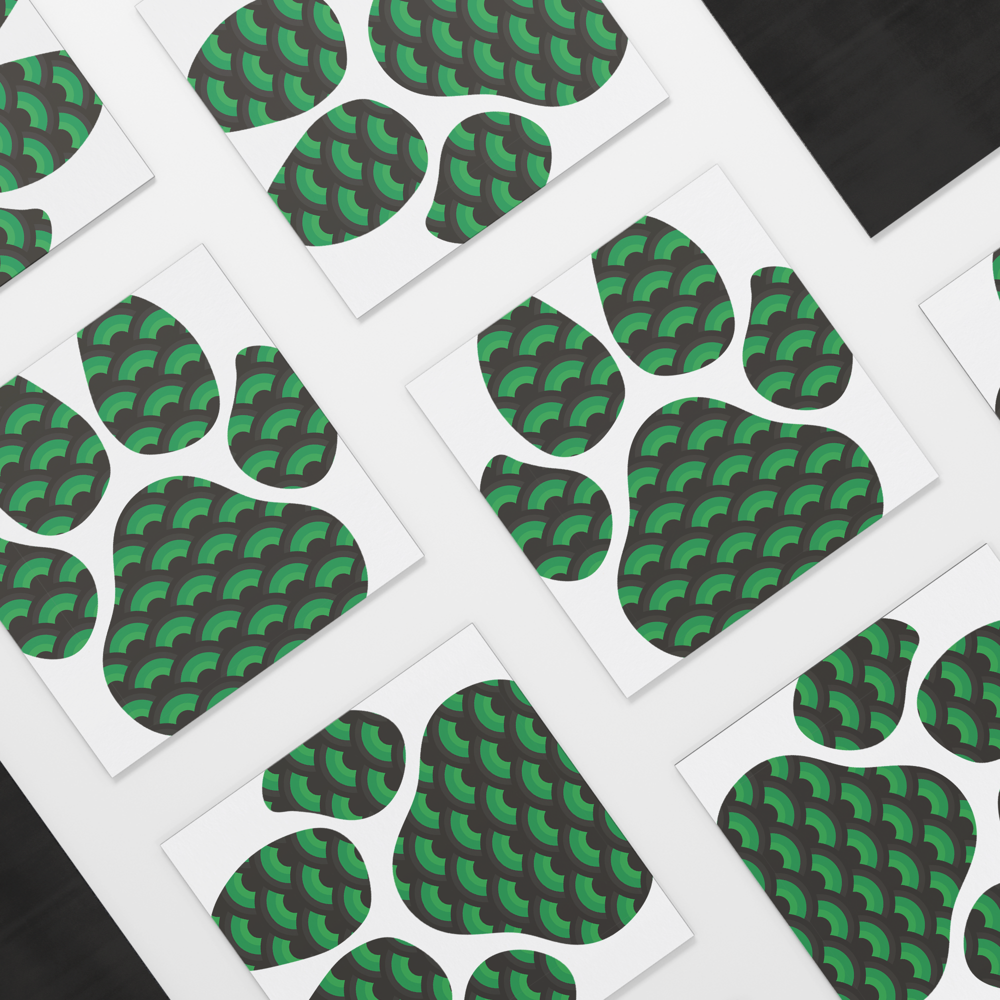 Dog_Paw_Print_Shamrock_Car_Magnet_SquareCarMagnet_Scattered_Mockup.png