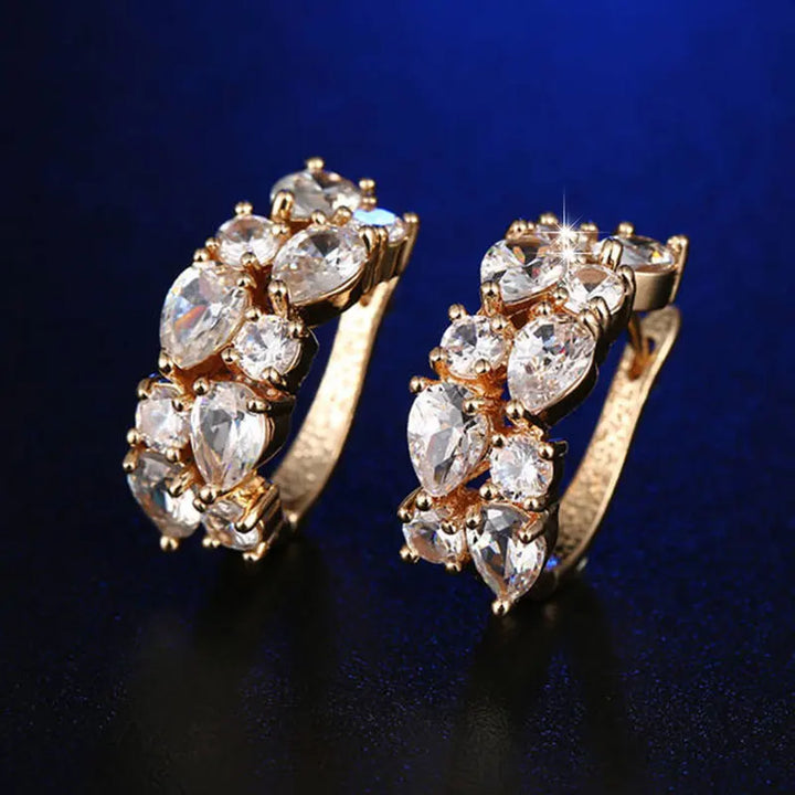GoldenSpark™ – Clear CZ Zircon Round Stud Earrings for Women