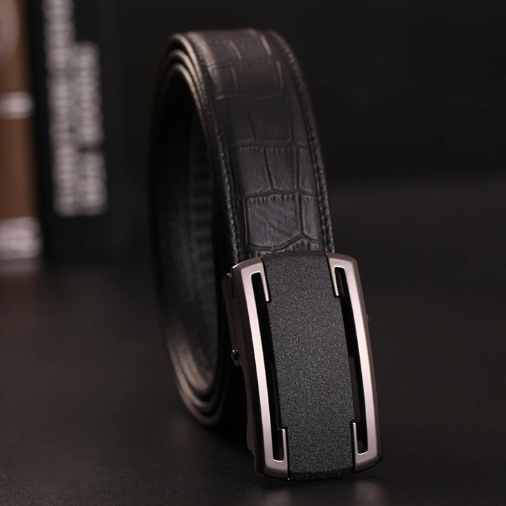 Belts For Men Strap Quality Genuine Leather Belt Men Automatic Buckle Black Belts Cummerbunds Cinturon Hombre Drop Shipping