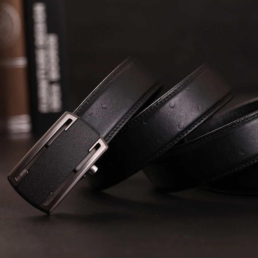 Belts For Men Strap Quality Genuine Leather Belt Men Automatic Buckle Black Belts Cummerbunds Cinturon Hombre Drop Shipping