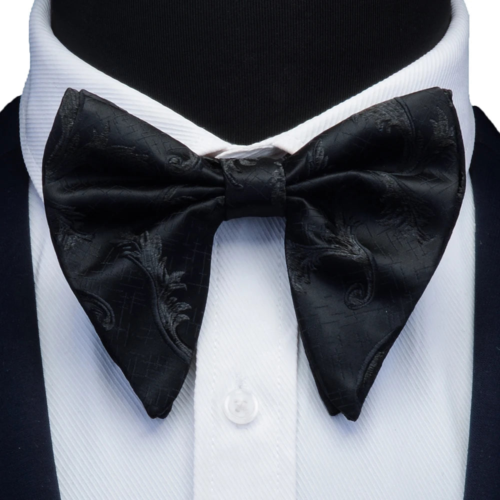 New Big Bow Ties Men's Novelty Floral Bowtie Red Black Solid Fashion Flowers Bow Ties For Men Wedding Accessories