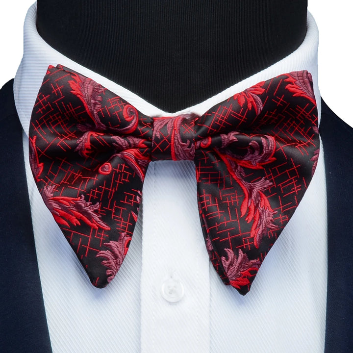 New Big Bow Ties Men's Novelty Floral Bowtie Red Black Solid Fashion Flowers Bow Ties For Men Wedding Accessories