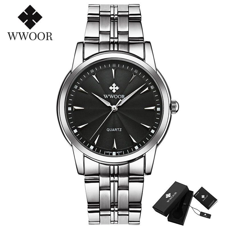 Luxury Men’s Watch – WWOOR Stainless Steel Waterproof Timepiece