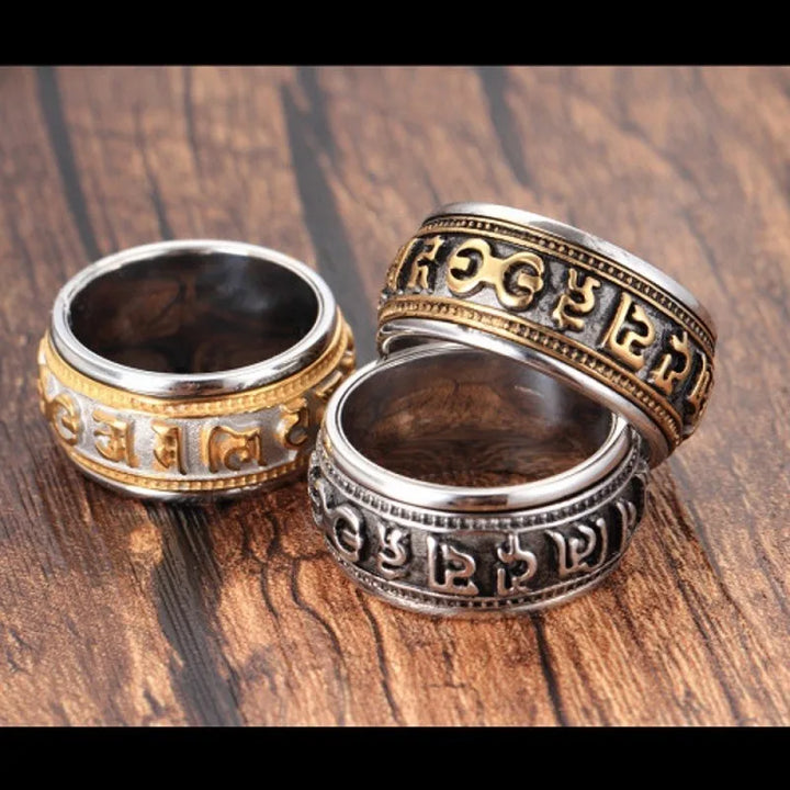 Rotatable Mantra Titanium Ring