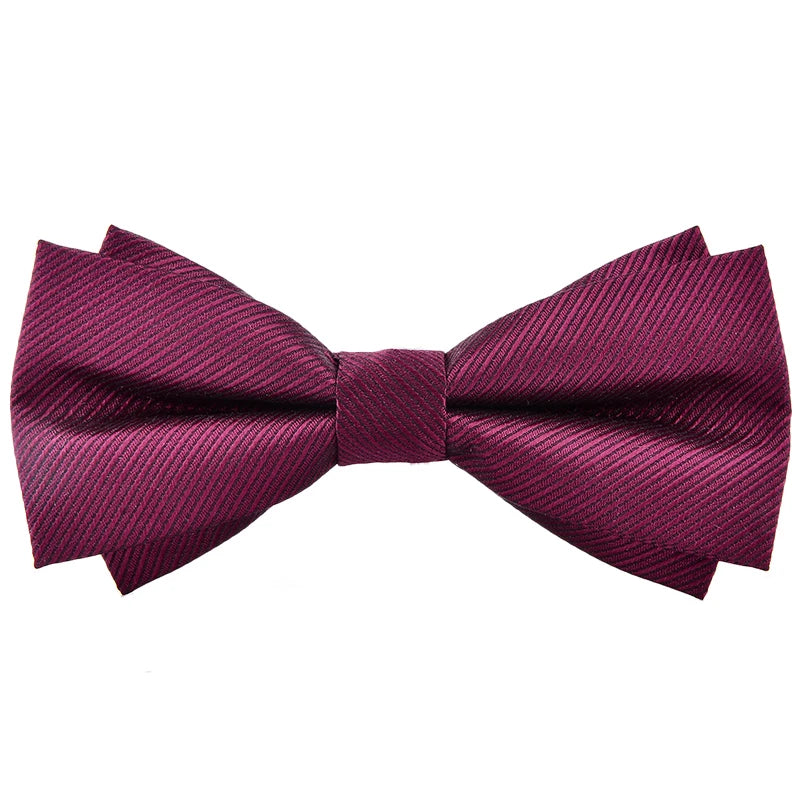 Bow Tie Men Groom Formal Suit Wine Red Wedding Best Man Black Bow Tide