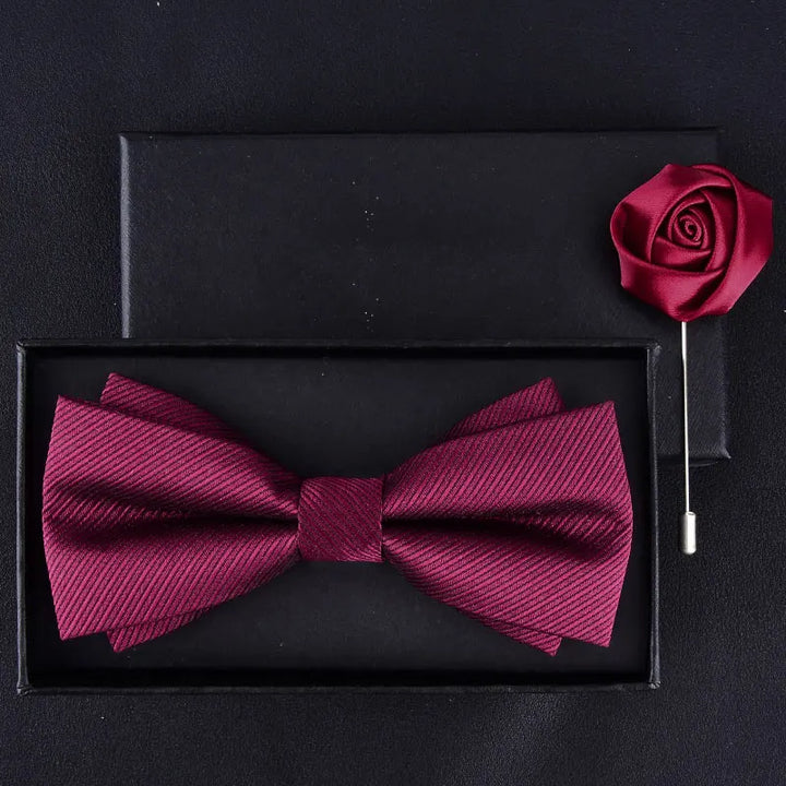 Bow Tie Men Groom Formal Suit Wine Red Wedding Best Man Black Bow Tide