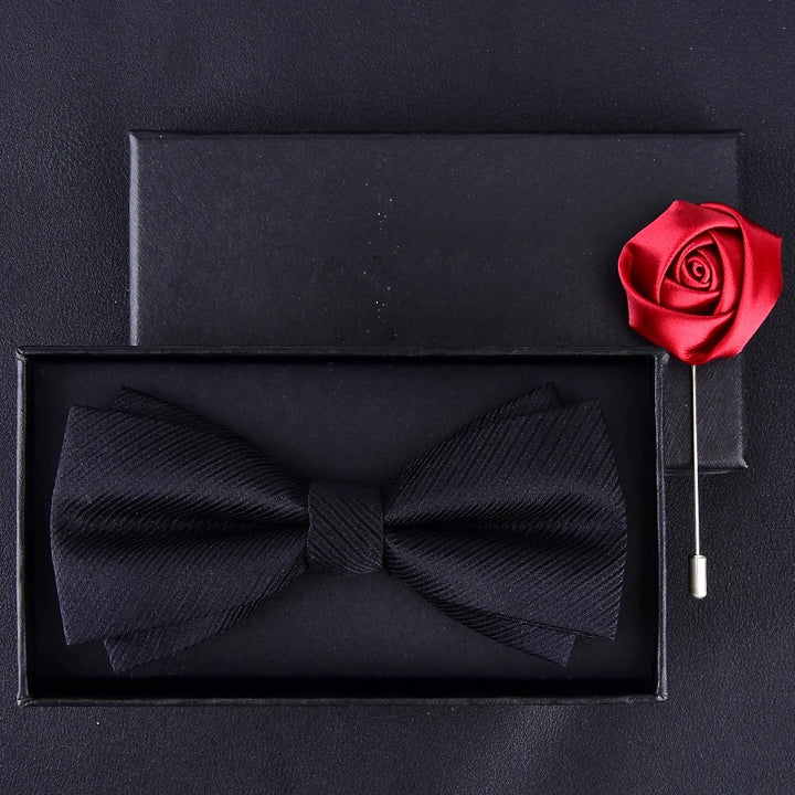 Bow Tie Men Groom Formal Suit Wine Red Wedding Best Man Black Bow Tide