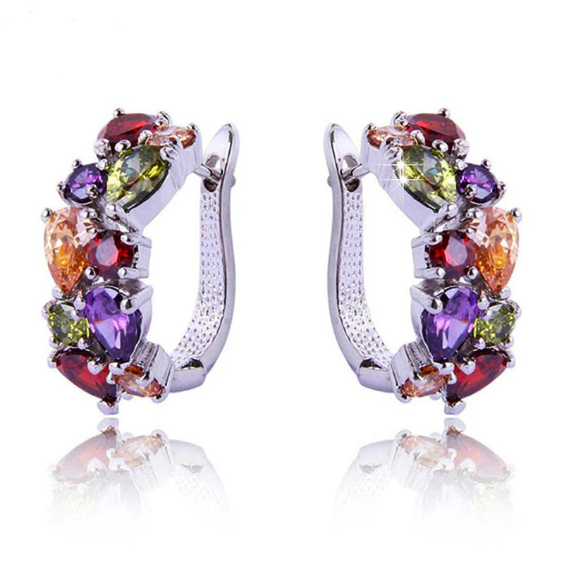 GoldenSpark™ – Clear CZ Zircon Round Stud Earrings for Women