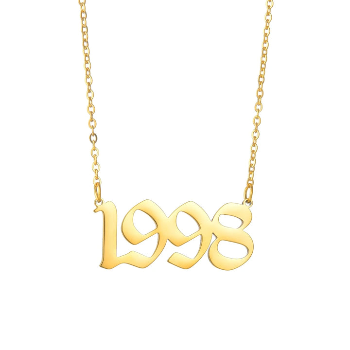 Stainless Steel 1980-2021 Birth Year Necklaces for Women Men Choker Date Number Pendant Necklace Jewelry Commemorat Gift
