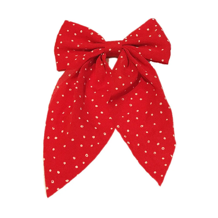 Sweet Chiffon Polka Dot Hairpins Girls Cute Barrette Big Bow Hair Clip Hairgrip Headwear Headdress Women Hair Accessories