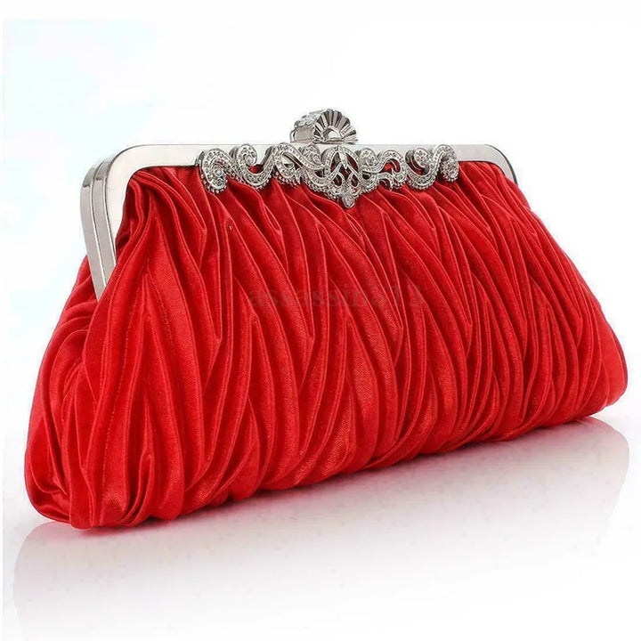Radiance Crystal Clutch – Chic Prom Purse with Ruffle Detail and Chain Strap