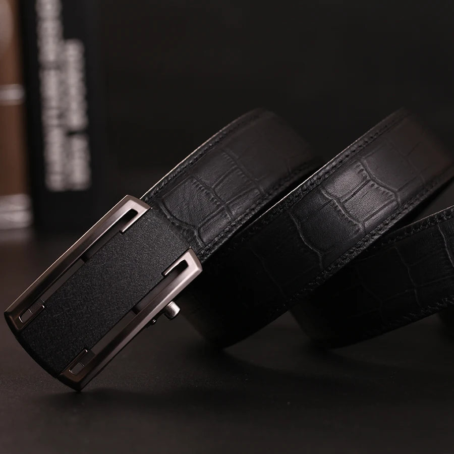 Belts For Men Strap Quality Genuine Leather Belt Men Automatic Buckle Black Belts Cummerbunds Cinturon Hombre Drop Shipping